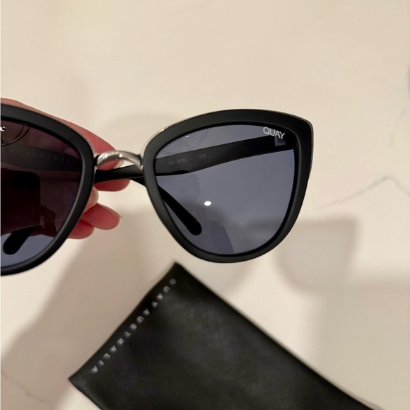 Quay Australia Sleek Black Cat-Eye Sunglasses - Picture 3 of 5